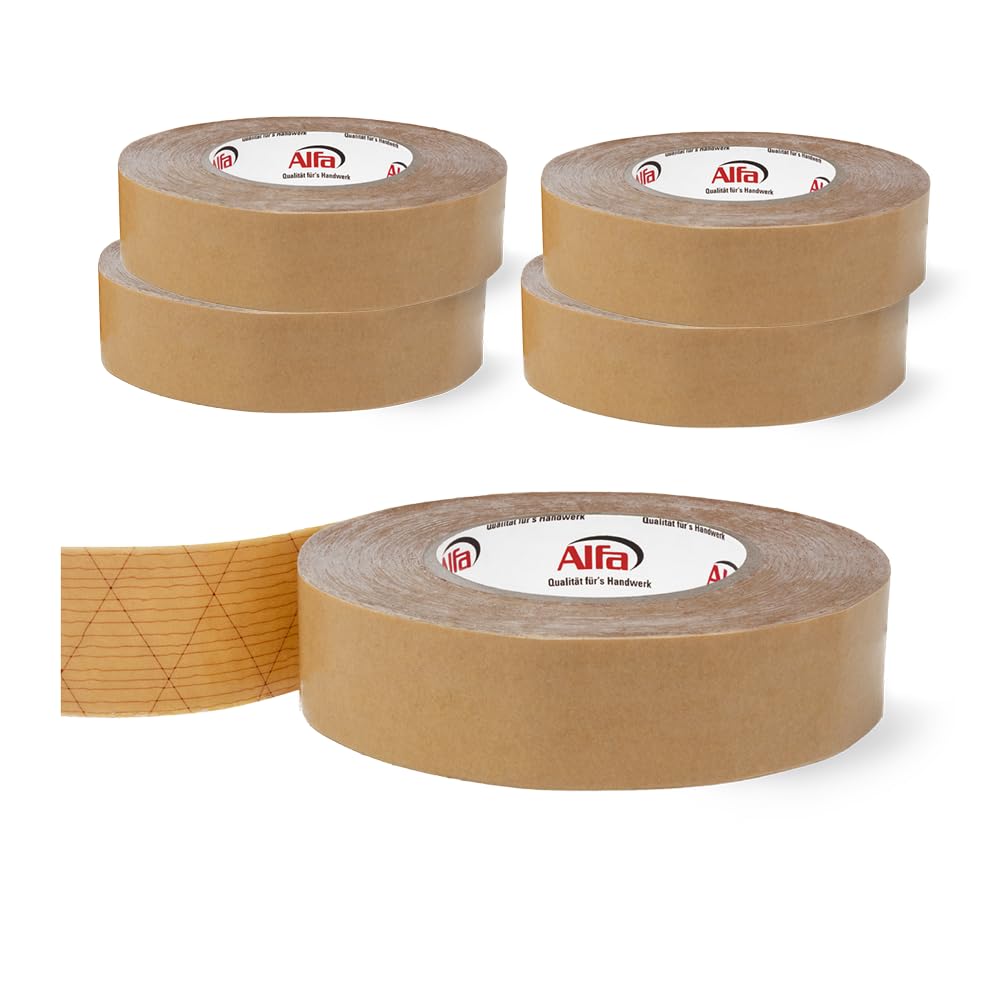 Alfa Adhésif double face – Montage de plinthes – 30 mm x 50 m – 5 pièces