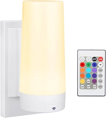 BIGMONAT Battery Operated Wall Light, Color Changing Wall Sconce with Remote and Timer, Wireless RGB Night Light, Dimmable Stick Lamp for Hallway Bathroom Kids Bedroom Laundry Decor Mood Lighting