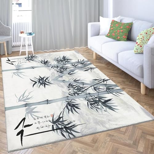 Buohwiwe 3D Teppich Bambus - Modern Schlafzimmer Flanell Teppich Bambus Wohnzimmer Teppich -...