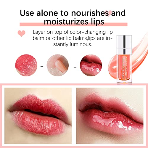 Gecomo ZX-CA-015 Hydrating Lip Glow Oil, Lip Oil Gloss Transparent Toot Tinted Nourishing Long Lasting Repairing Lightening Lip Lines (Cherry) 0.2 Oz thumb #2