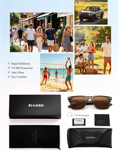 Image of Joopin Square Sunglasses Polarized UV Protection, Trendy Acetate Sun Glasses for Men Women Driving Beach