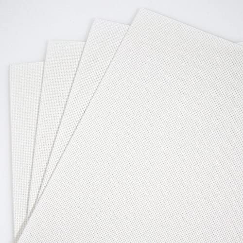 Image of KCS 4 /6 pc of 12 inch x 18 inch 30cmx45cm 16CT Counted Cotton Aida Cloth Cross Stitch Fabric (White, 4 pc)