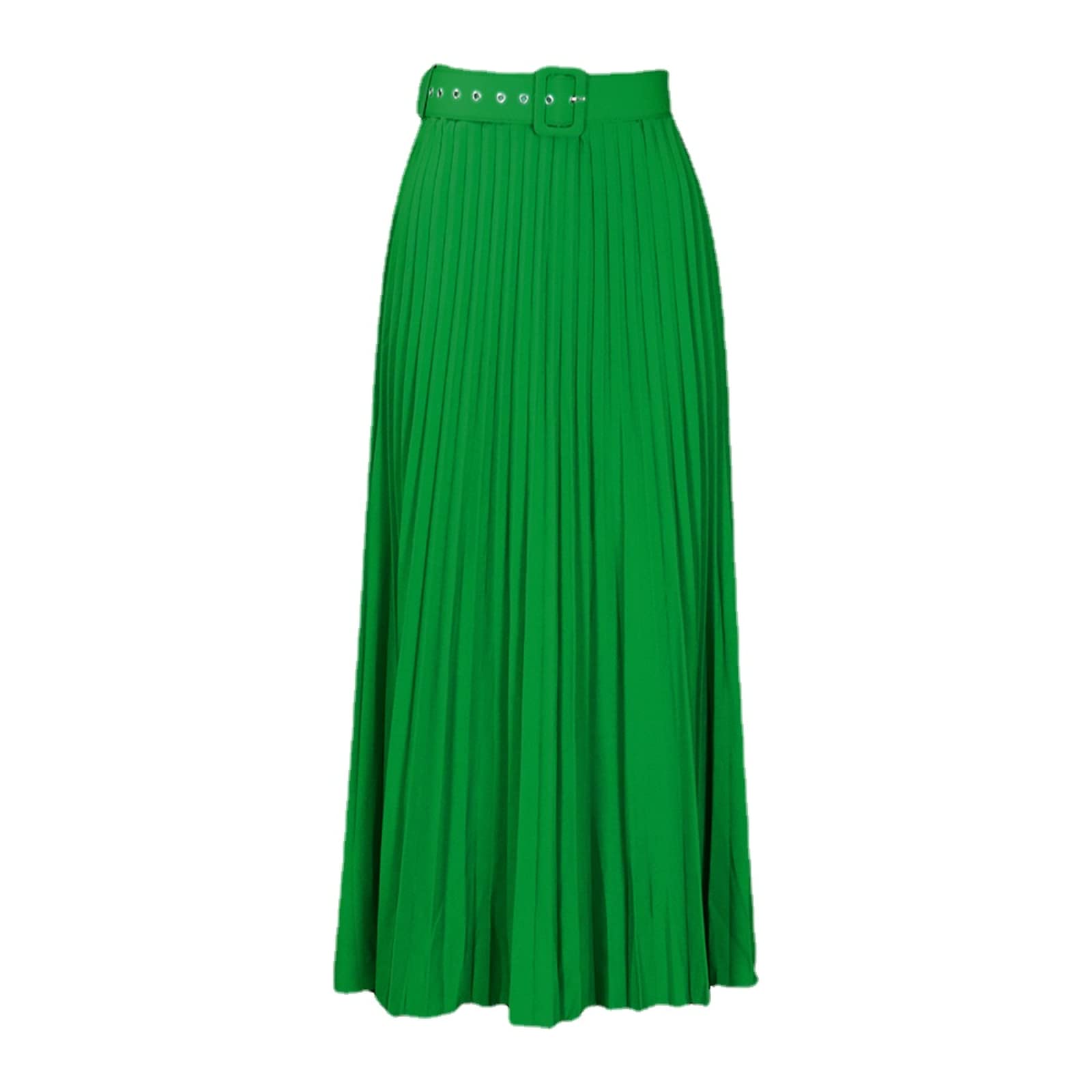Jupe longue plissée avec ceinture pour femme, style décontracté, taille élastique