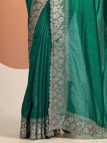 Image of Libas Embellished Silk Blend Saree for Women With Unstitched Blouse Piece | Traditional Saree for Festive & Wedding