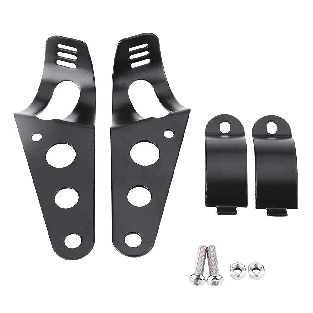 Ejoyous Phare de Moto Rétro, 7 Pouces, Projecteur LED Rond Universel, Noir, 12V 35W, avec Support de Montage, Clignotant