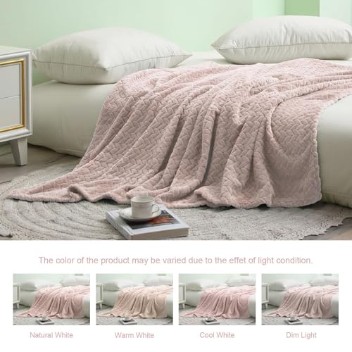 Image of Exclusivo Mezcla Fleece Throw Blanket for Couch Sofa, 50 inchx70 inch, Camel