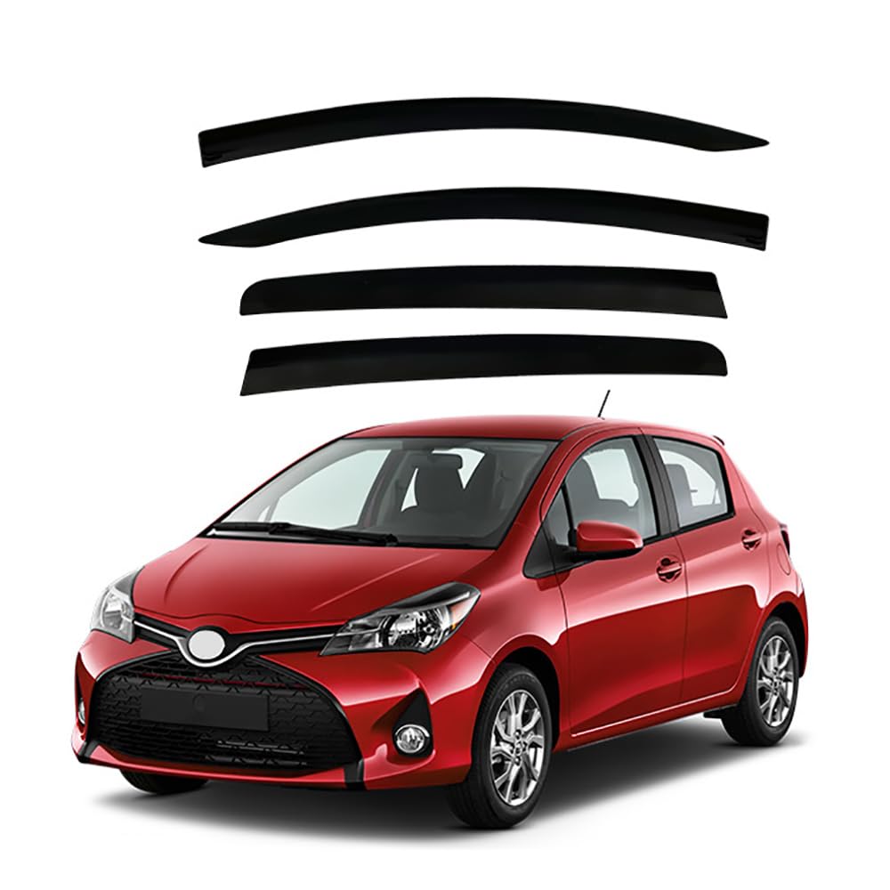 Baglev Dark 4Pcs Car Window Wind Deflectors,For Toyota Yaris Hatchback Mk3-Xp130 2011-2019 Front Rear Side Window Wind Sun Rain Visor Deflector Awnings Rainproof Window Car Side Window Deflector