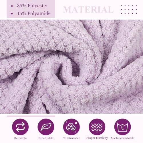 Image of Tigeen 4 Pcs Spa Wrap Towel Wrap for Women Spa Robe with Adjustable Closure Elastic Top Lightweight Wraps for Bath Shower (Pale Purple,M)