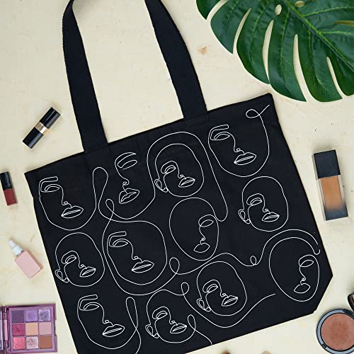 DOODLE-Premium-Zipper-Tote-Bag-for-Women-and-Girls-Eco-Friendly-Canvas-Shoulder-Bags-for-Shopping