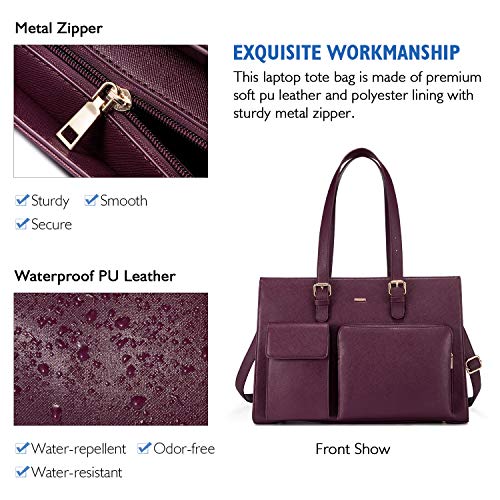 LOVEVOOK Professional Women's Leather Laptop Tote #TOP14