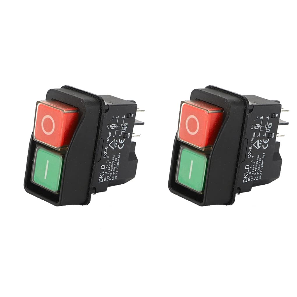 Botón pulsador DKLD DZ6 Protección contra sobrecarga Interruptor electromagnético a Prueba de Agua Rendimiento Estable Interruptores de Seguridad Licuadora, DKLD/DZ-6 Cinco Patas