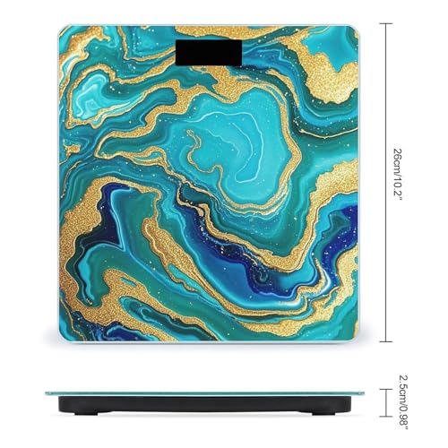 Báscula Digital de Baño Turquesa Azul Mármol Dorado miniatura 2