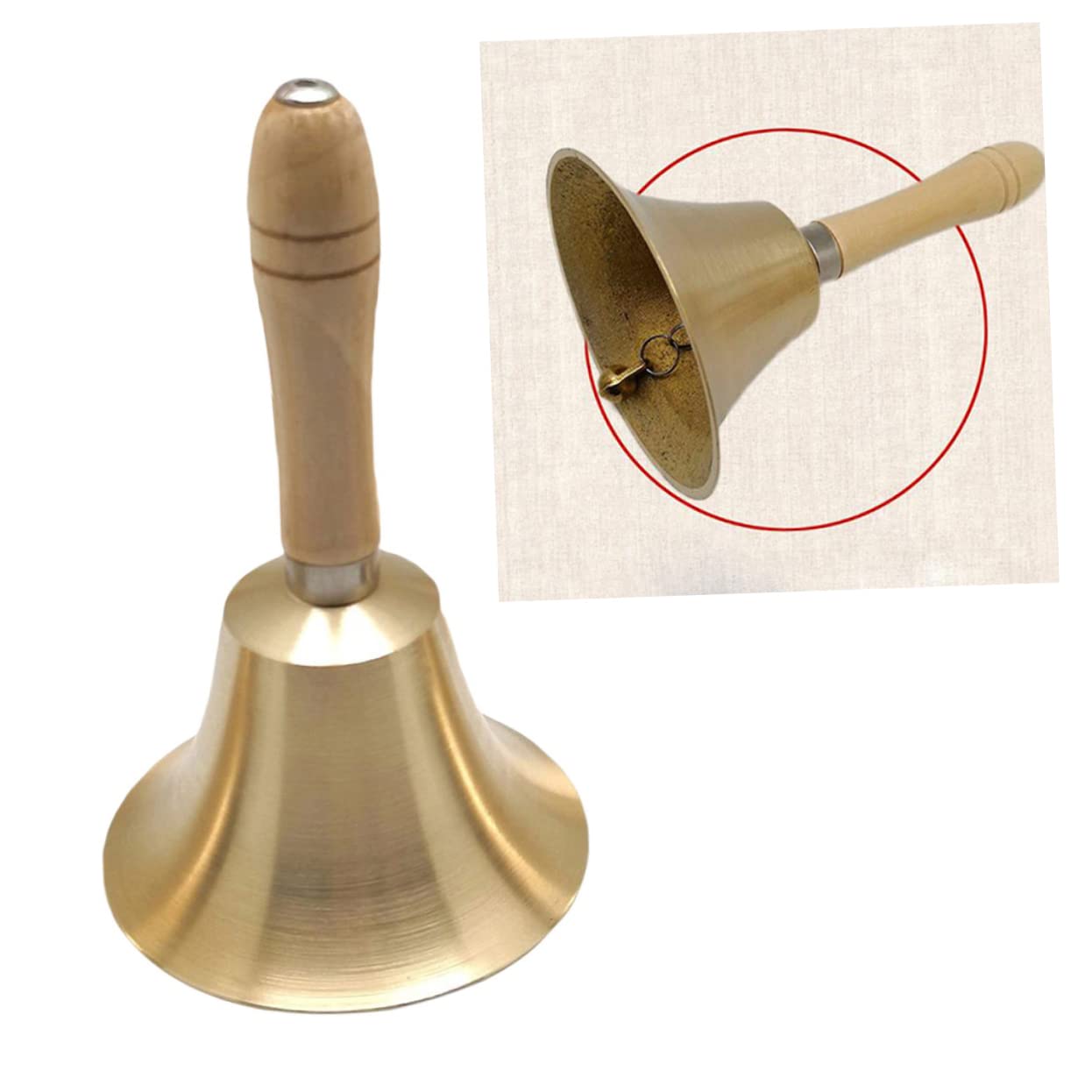 SEWACC 14cm Diameter Hand Bell Made of Polished Brass Call Bell for Restaurant and Party