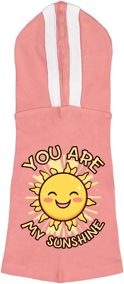 You are My Sunshine Dog Shirt with Hoodie - Funny Dog Hoodie - Kawaii Dog Clothing - Pink White, S