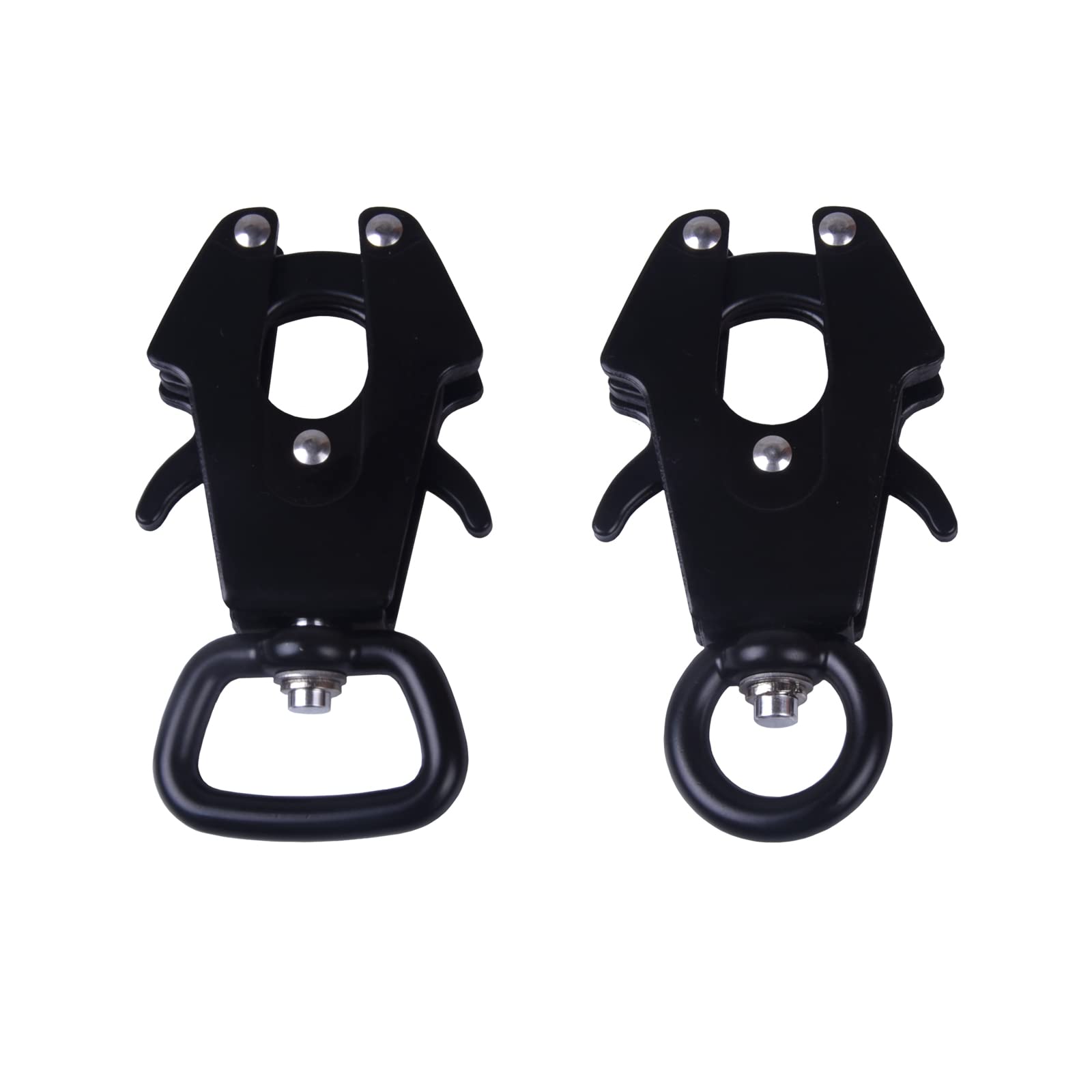 Frog Clip Dog Leash Clips Small Quick Release Lock Snaps Round 0.6” and Square 1” for Linking Pet Collar Clasp Dog Chain Buckle Replacement Black (2 Pack)