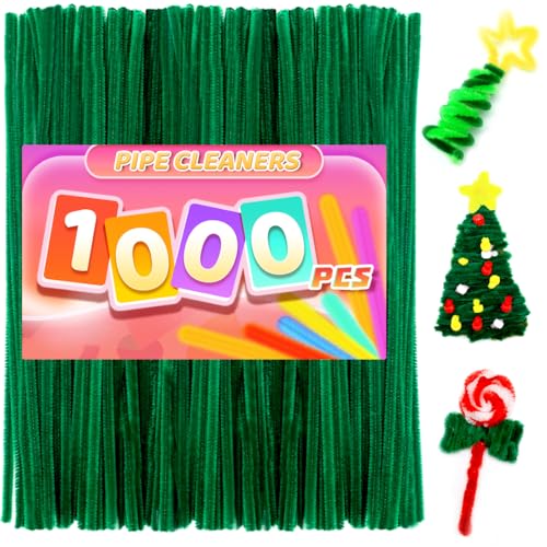 Image of Praisebank Christmas Green Pipe Cleaners for Crafts, 1000pcs, Chenille Stems for DIY Projecets, Arts & Crafts Supplies for Festival Party Decorations