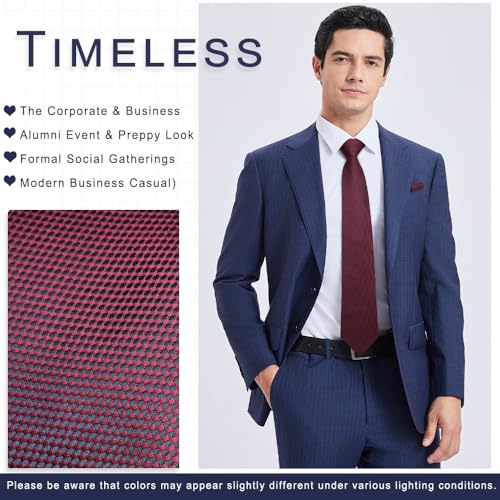Image of HISDERN Mens Striped Tie and Pocket Square Set Necktie for Men | soft smooth texture, wrinkle-free, neat hand-tied knot, gifting ready, regular 3.4 width, coordinated look, business wedding