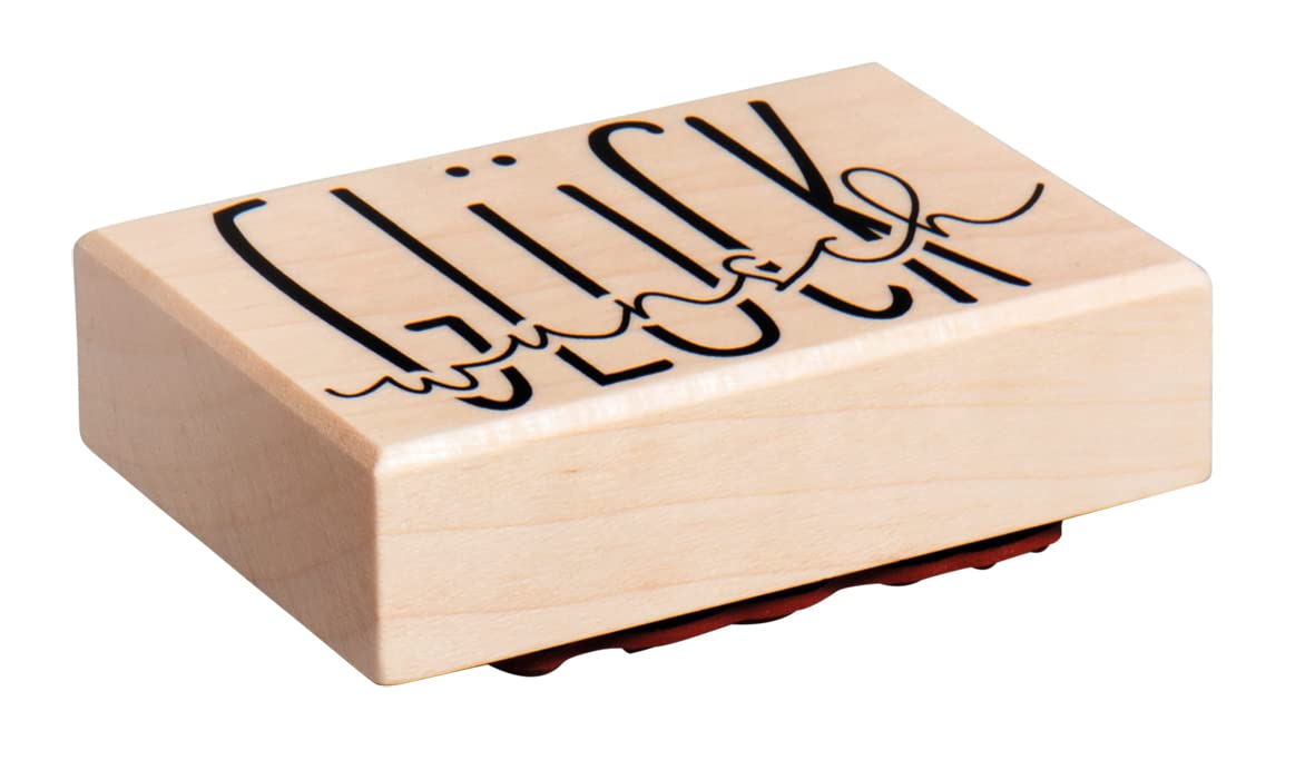 Rayher Wood Mounted Rubber Stamp for Card Making and Scrapbooking, Butterer Stamp with Phrase, 5x8cm, 29234000