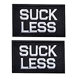 Funny Letters Suck Less Iron On Sew on Patch, Hook and Loop Emblem Embroidered Badge for Jeans, Jacket, Bags (Suck)