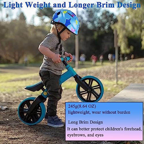 Lamsion Kids Helmet Adjustable with Sports Protective Gear Set Knee Elbow Wrist Pads for Toddler Ages 3 to 8 Years Old Boys Girls Cycling Skating Scooter Helmet-(Blue Star) - Thumbnail 7