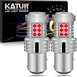 KATUR 1157 BAY15D P21/5W 1034 7528 LED Bulbs Super Bright 12pcs 3030 & 8pcs 3020 Chips Canbus Error Free Replace for Turn Signal Reverse Brake Tail Stop Parking RV Light,Brilliant Red(Pack of 2)