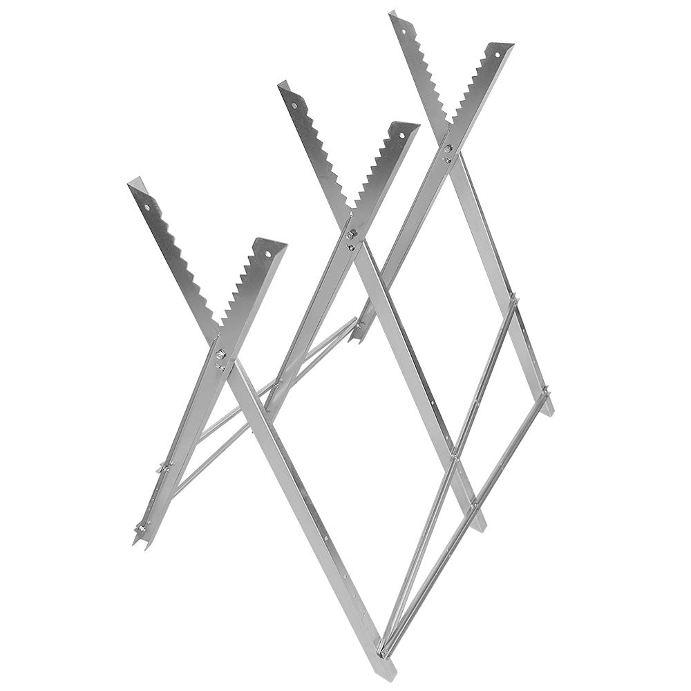 Caballete de sierra de madera, caballete de sierra plegable acero galvanizado soporte para leña 3/4 con dientes 130 kg madera, 84 x 80 x 80 cm (3)