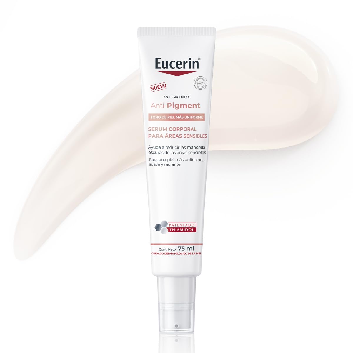 Eucerin Siero corpo anti-pigmento per aree sensibili (75 ml), siero nutriente anti-pigmento per il trattamento dell'iperpigmentazione con tiamidolo