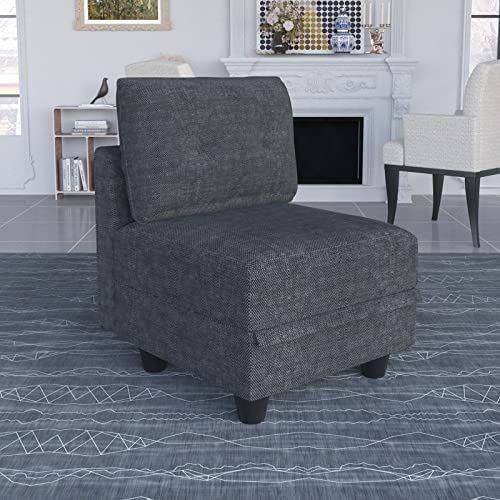 Llappuil Modular Sofa Middle Module With Storage For Customizable Sectional Sofa, Couch Accent Armless Chair, Black #TOP14