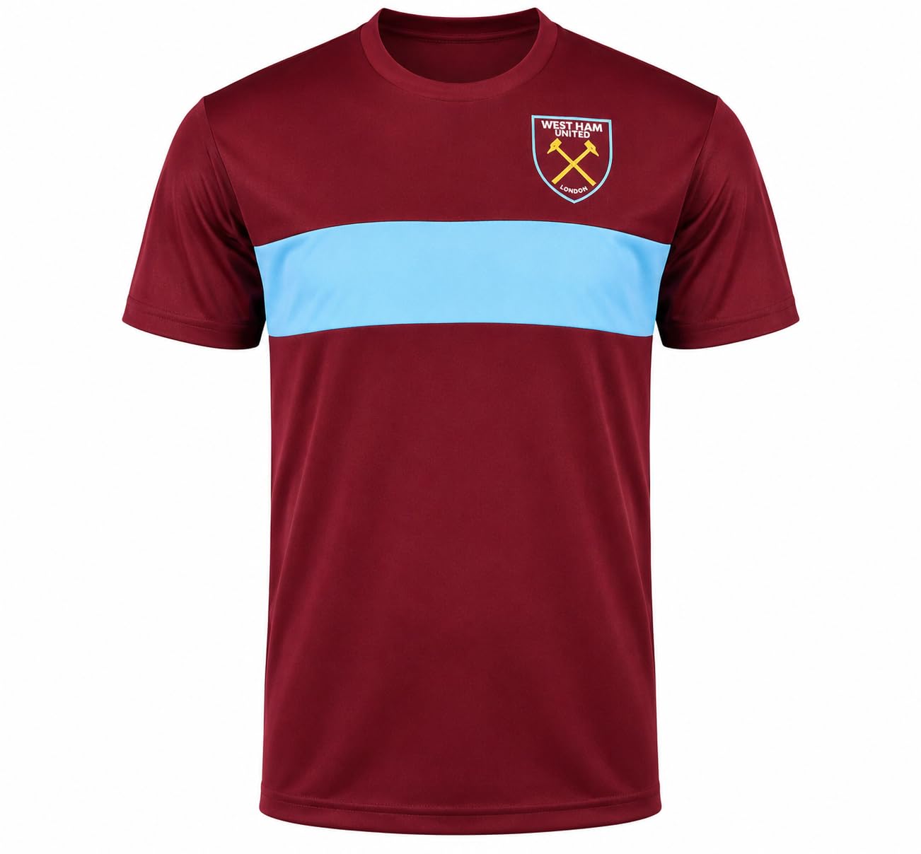 West Ham United Mens Casual Shirt, Official West Ham Football Crest Match Day Top, Mens Hammers Crest T-Shirt, WHU Supporters Top Multicolour