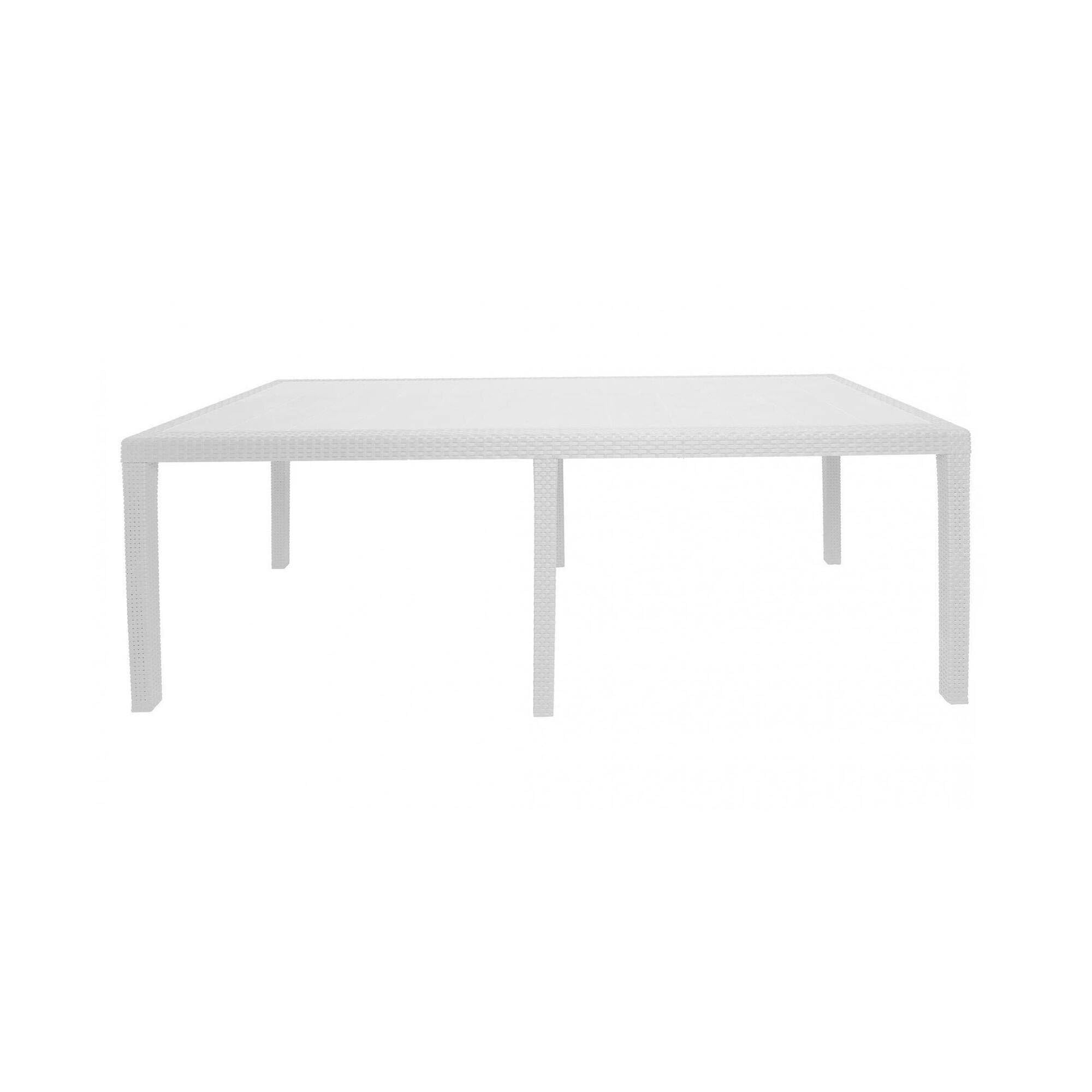 Dmora - Tavolo da esterno Roma, Ripiano rettangolare allungabile da pranzo, Tavolo da giardino estensibile effetto rattan, 100% Made in Italy, 150/220x90h72 cm, Bianco
