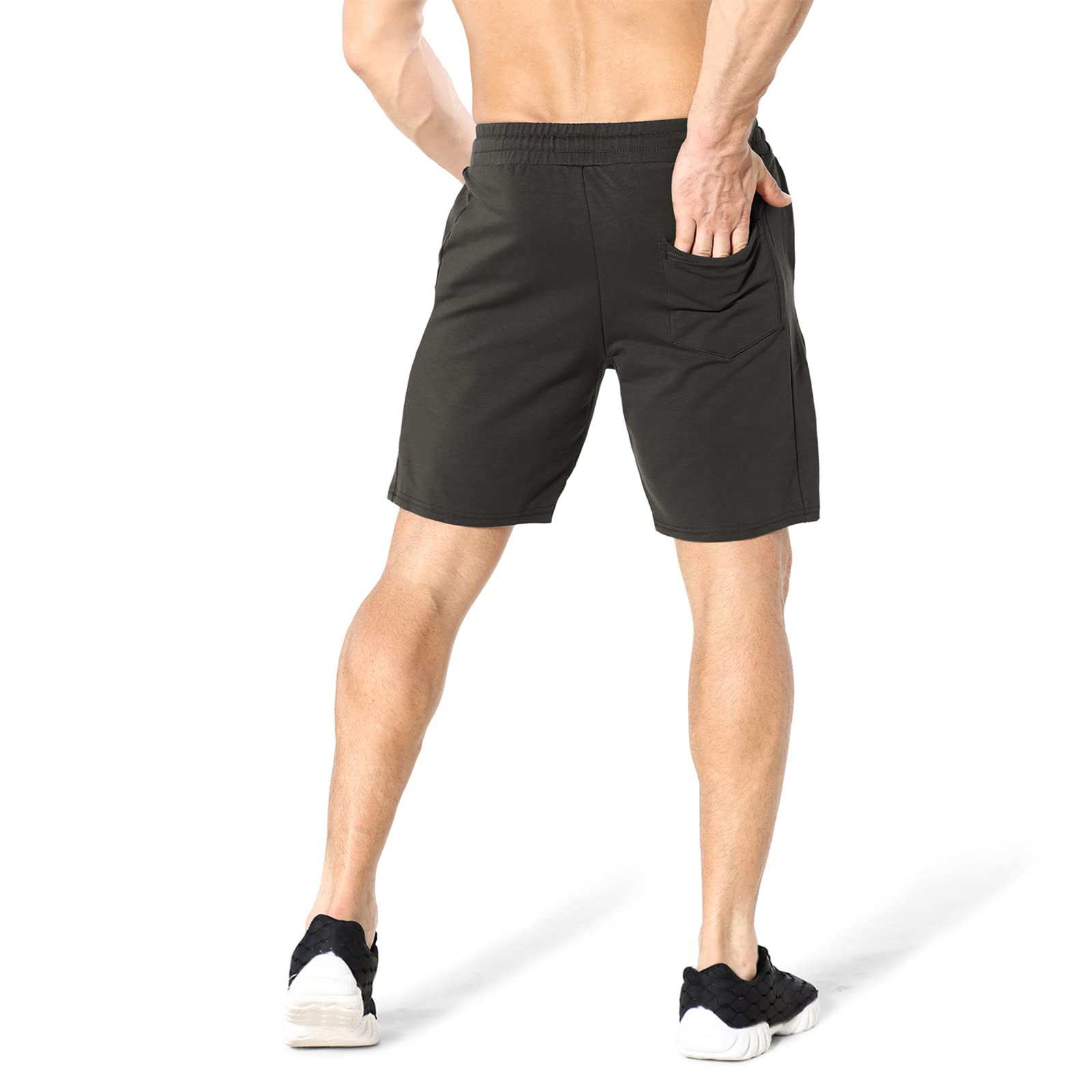 BROKIG - Pantalón corto deportivo para hombre, algodón, con bolsillos con cremallera
