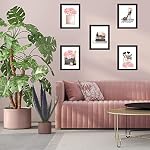 6PCS Mode Femmes Toile Wall Art Imprimes décoration de chambre, KALYLOC Pink parfum brosse de maquillage talons hauts Sacs à main Photos Peintures, Affiche d'Art pour la Fille Salon Chambre Bureau (8''x12'' Unframed)