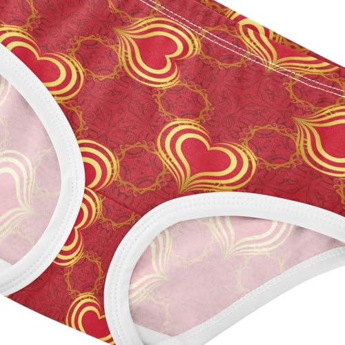 Joisal Elegant Red Gold Hearts Little Girl Panties Toddler Girls Underwear Cotton Animals Briefs Undies Kids 2t4