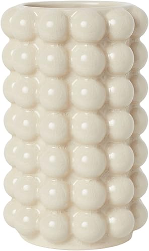 Florero de burbujas, florero de cerámica beige para decoración bohemia, jarrones de cerámica para decoración moderna del hogar, jarrones decorativos