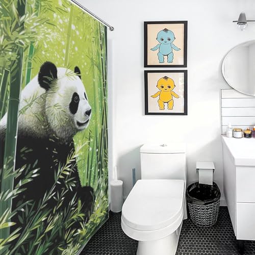 Rideau de douche panda 152x183 cm en polyester lavable - 3