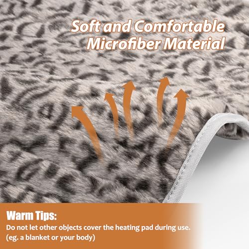 Image of Electric Heating pad for Back Neck Shoulder Knee Arms Legs- Electric Heat Pads with 6 Heat Settings & Auto Shut Off &Dry /Moist Heat Heating Pad for Birthday Mother Father Girl Men Women, Leopard