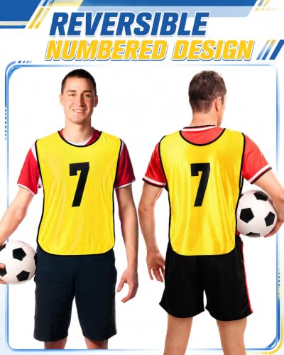 Image of Yahenda 24 Pcs Soccer Pinnies Numbered Vests Adult