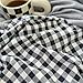 Mucalis Black White Gingham Duvet Cover King 100% Washed Cotton Black Plaid Checkered Duvet Cover Set Modern 3 Piece Grid Bedding Set with Zipper Closure Corner Ties,Durable,Breathable,Easy Care