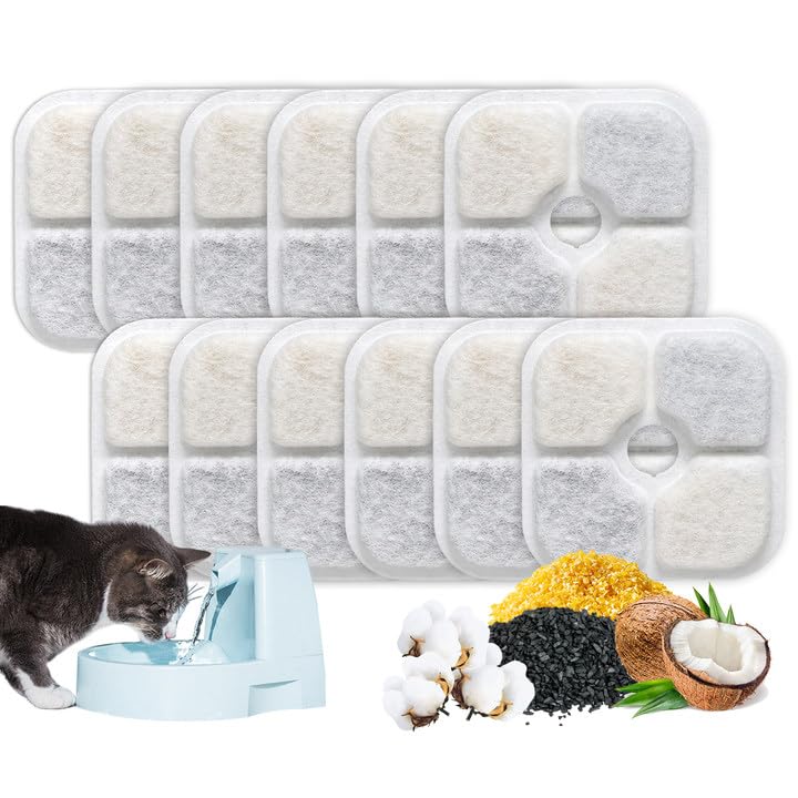 MIYUANGKJ Filtros para fuente para gatos, paquete de 12 filtros para fuente compatible con la fuente para animales Catit PIXI mantiene a tu gato en salud