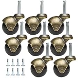 JGJC 8 Pack Stem Caster Wheels 2 inch, Antique Brass Furniture Casters with Stem (5/16" x 1-1/2"), V