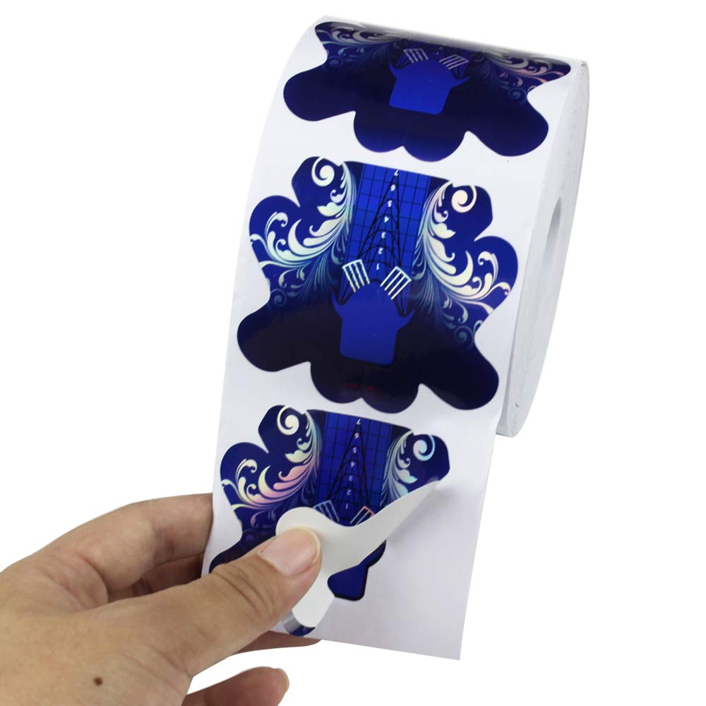 Finger Angel 500Pcs Stiletto Nail Forms Acrylique Courbe Ongles UV Gel Nail Extension Nail Art Guide Forme Autocollant Auto-Adhésif- Bleu