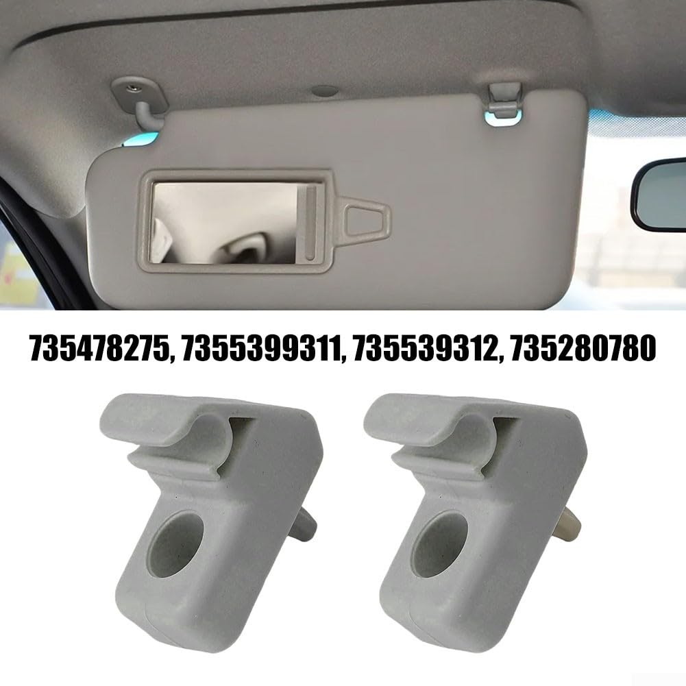 Supporto per aletta parasole auto per Fiat Grande Punto - plastica ABS, grigio, OEM 735478275/7355399311/735539312/735280780, confezione da 2