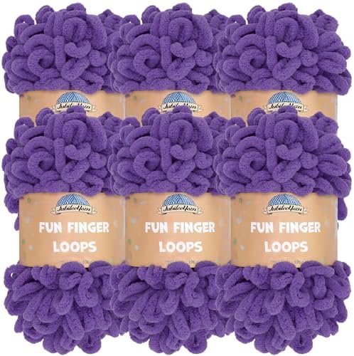 JubileeYarn Fun Finger Loops Yarn - Polyester Jumbo Weight Loop Yarn - 100g/Skein - White - 6 Skeins