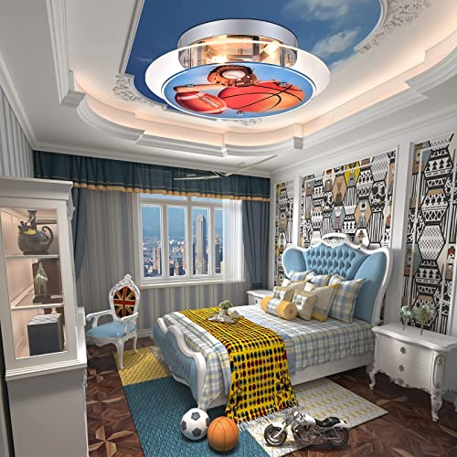 Maxax 3 Light Ceiling Lamp, Basketball Pendant Light Fixture, Baseball for Boys Room, Kids Room, Nursing Room