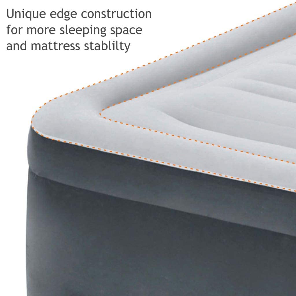 Intex 64414Np Materasso Classic Matrimoniale Dura-Beam Deluxe, Bicolor, Con Pompa Interna, Grigio, ‎152 x 203 x 46 cm; 7.98 Kg