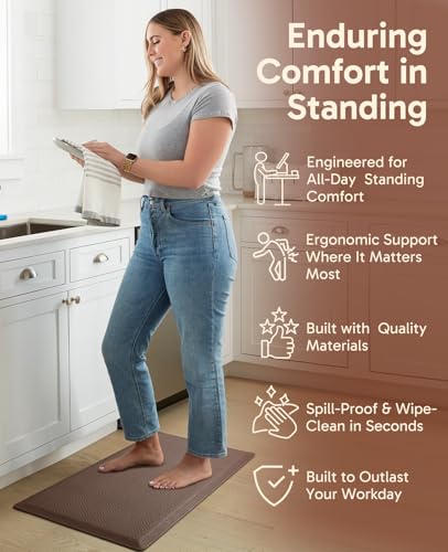 Image of Ophanie Kitchen Mats for Floor, 1 /2 Inch Thick, 20x32 Anti Fatigue Cushioned Mat,Kitchen Rugs,Waterproof,Comfort Ergonomic Standing Mat for Office,Home,Sink with 99+ Pairs of Anti-Slip Bottom Ridges