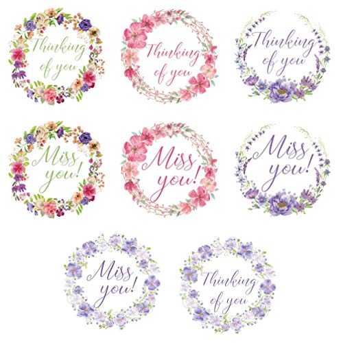 2 Inch Miss You Stickers Round Envelope Seals Set of 60 (Miss You/Thinking of)
