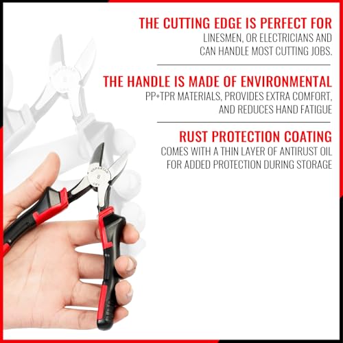 Image of Spartan 6 Inch Side Cutting Plier With Chrome Vanadium Steel | Easy Cutting Of Copper & Aluminium cable | Comfortable Non-Slip Grip | For Electricians, Home DIY, Repair and Workshop Use