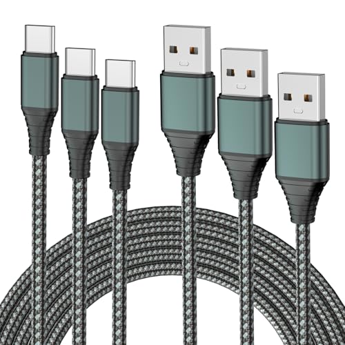 TIGOJH 3-Pack 1M USB C Cable 3A Fast Charge USB A to Type C Charger Cord Braided for iPhone 16/15 Samsung Galaxy S10 S9 S8 Plus Note 10 9 8 LG V50 V40 G8 G7