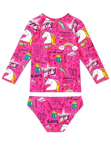 Image of Snowheart Girls Rash Guard Sets Long Sleeves Swimsuit 2 Pieces Tankini Bathing Suit Swimwear for Girls 3-12 Years